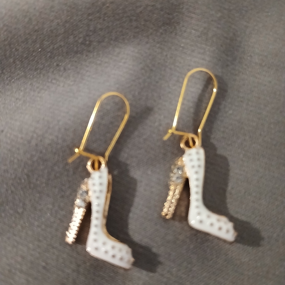 White Sparkle with diamond heel earrings